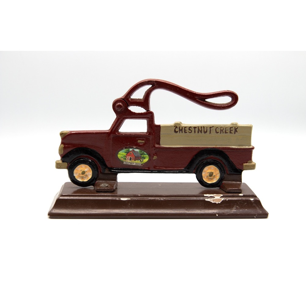 Chestnut Creek Cast Iron Nutcracker Vintage Red Pickup Truck Houston Harvest